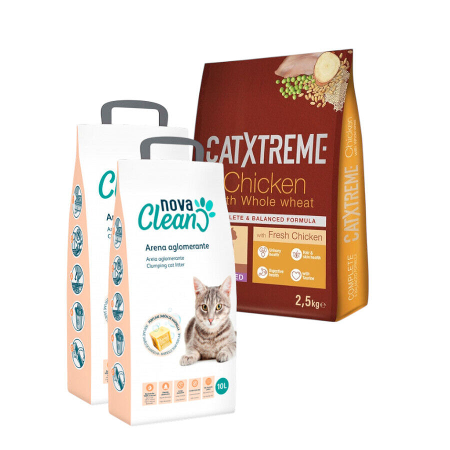 2.5 kg Pienso Catxtreme Pavo y Pollo + 20L Arena Aglomerante Nova Clean para gatos  &iexcl;Pack Ahorro!, , large indicador imagen numero 1