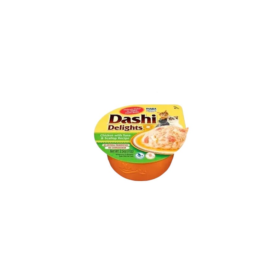 70 g Dashi Delights Snack Cremoso Pollo con At&uacute;n y Vieira tarrina para gatos, , large Imagen numero 1