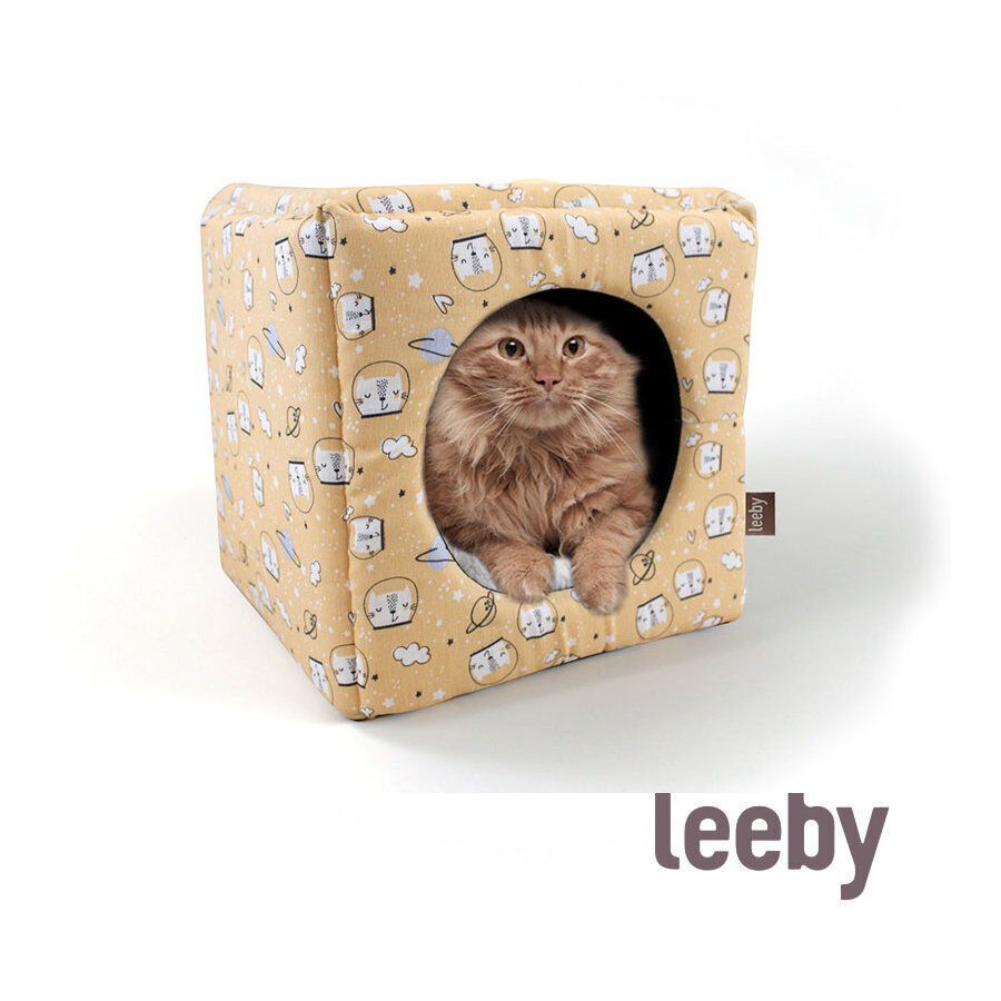 Leeby Cama Cueva Estampado C&oacute;mic Amarillo para gatos, , large Imagen numero 2