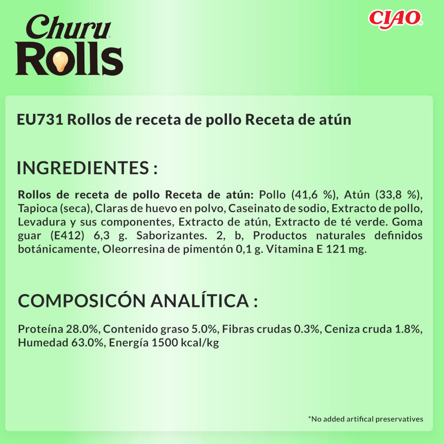 4 sobres x 10 g Churu Sticks Rolls de At&uacute;n para gatos, , large indicador imagen numero 6