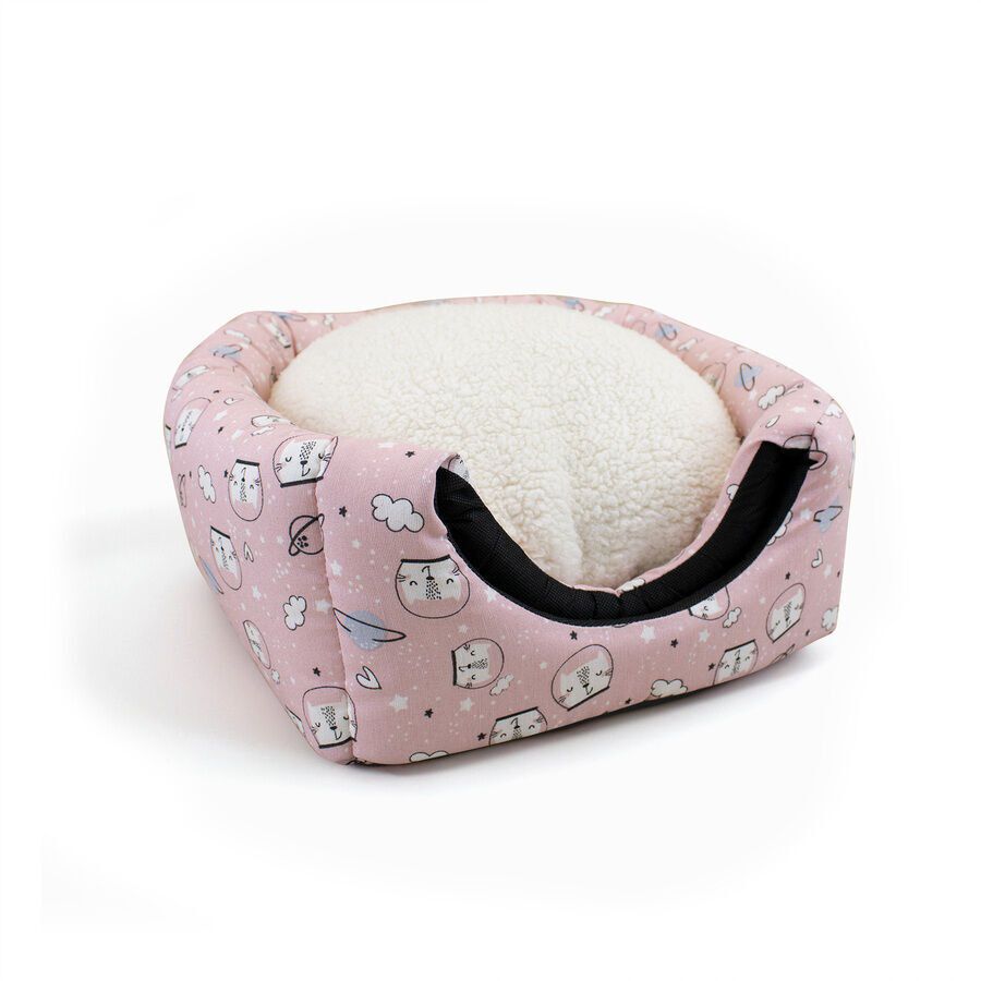 Leeby Cama Cueva Estampado C&oacute;mic Rosa para gatos, , large indicador imagen numero 4