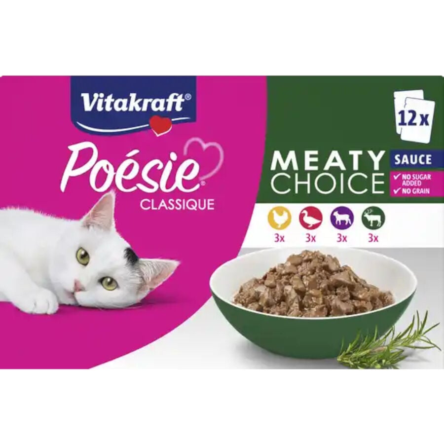 12 sobres x 85 g Vitakraft Po&eacute;sie Classique Carnes Sobre en Salsa para gatos, , large Imagen numero 1