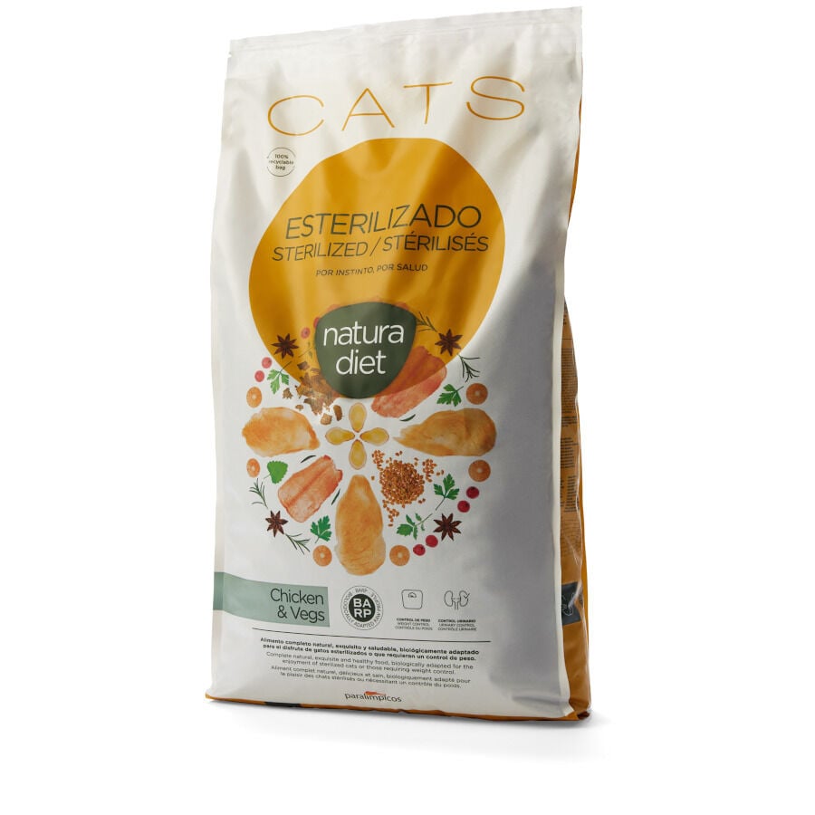 8 kg Natura Diet Sterilized Pollo y Vegetales pienso para gatos, , large Imagen numero 2