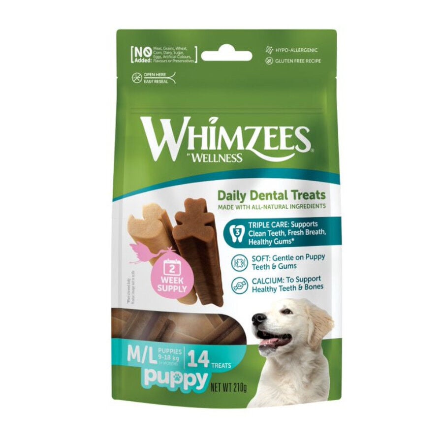 Whimzees Puppy M/L Snacks Dentales Naturales para perros