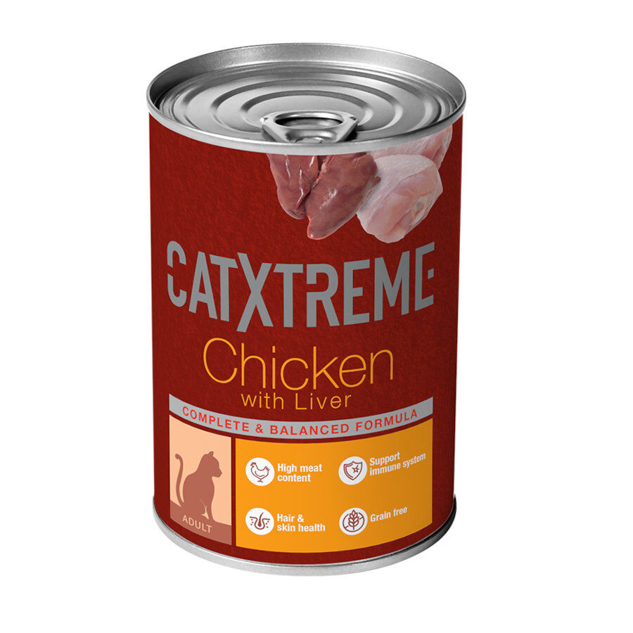 395 g Catxtreme Pollo con H&iacute;gado en pat&eacute; lata para gatos, , large Imagen numero 1