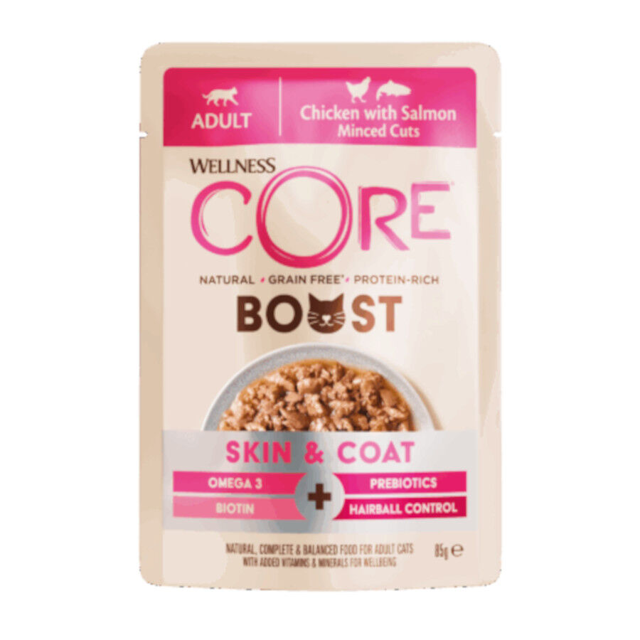 Wellness Core Boost Skin & Coat Pollo y Salm&oacute;n sobre para gatos