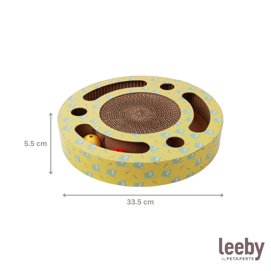 Leeby Pelusa rascador de cart&oacute;n con bola y estampado amarillo para gatos, , large indicador imagen numero 5