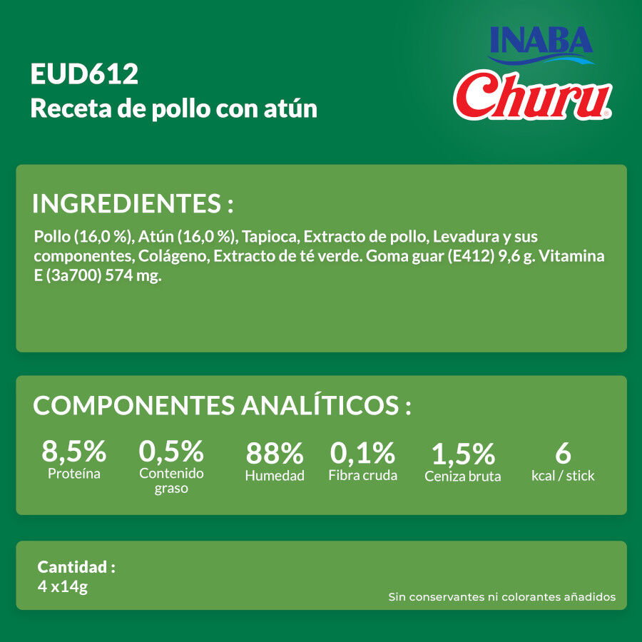 4 sobres x 14 g Churu Snack Cremoso Receta de Pollo con At&uacute;n para perros, , large indicador imagen numero 7