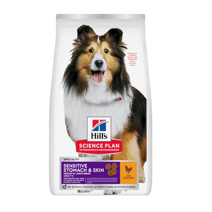 14 kg Hill's Science Plan Sensitive Stomach y skin Adult Pollo pienso para perros, , large indicador imagen numero 1