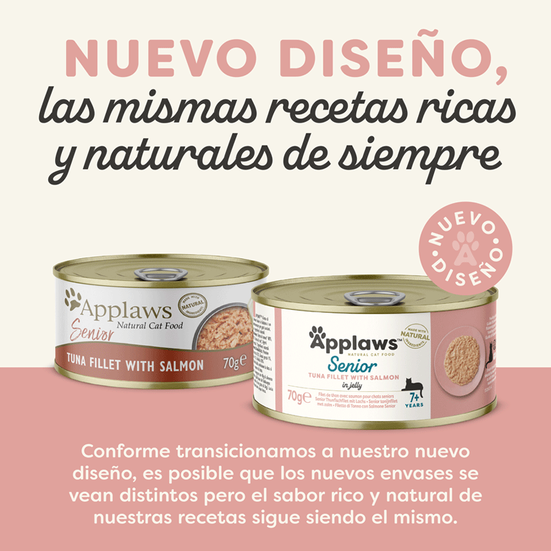 70 g Applaws Senior At&uacute;n y Salm&oacute;n lata en gelatina para gatos, , large indicador imagen numero 2