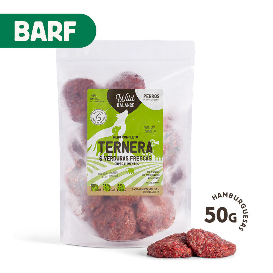 1 kg Wild Balance Barf Men&uacute; ternera y verduras comida congelada para perros, , large indicador imagen numero 2