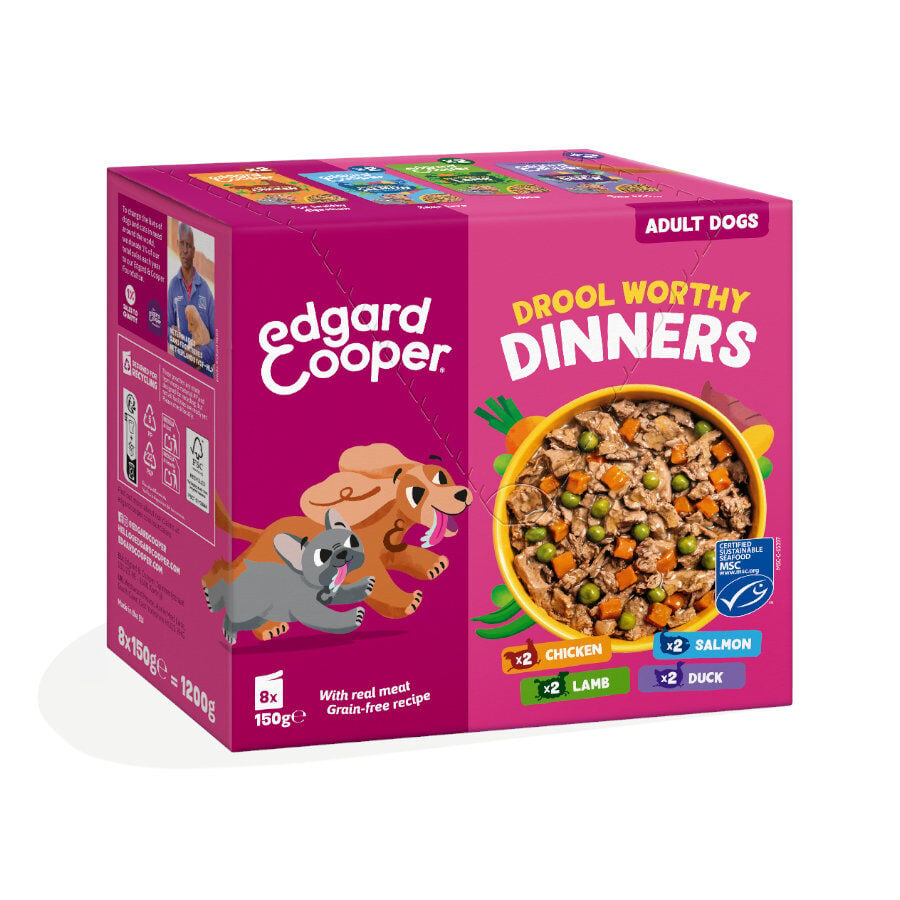 8 x 150 g Edgard & Cooper Adult Grain Free Sobres para perros - Multipack, , large indicador imagen numero 1