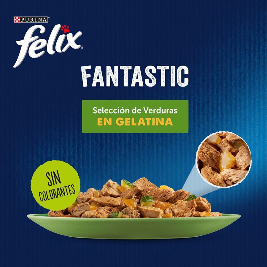 4 sobres x 85 g Felix Fantastic Selecci&oacute;n de Verduras sobres en gelatina para gatos, , large Imagen numero 2