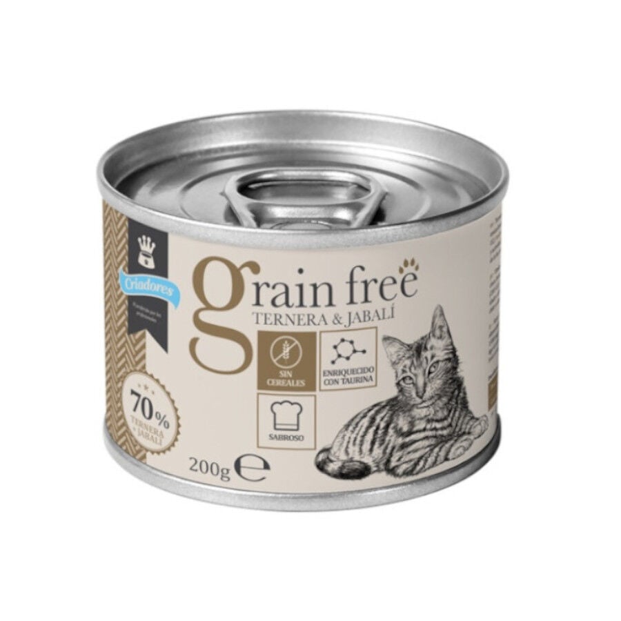 Criadores Adulto Grain Free Ternera y Jabal&iacute; lata para gatos