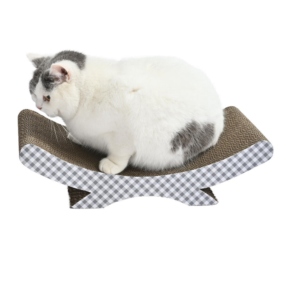 Leeby Remy Rocker rascador de cart&oacute;n horizontal con estampado vichy para gatos, , large Imagen numero 5
