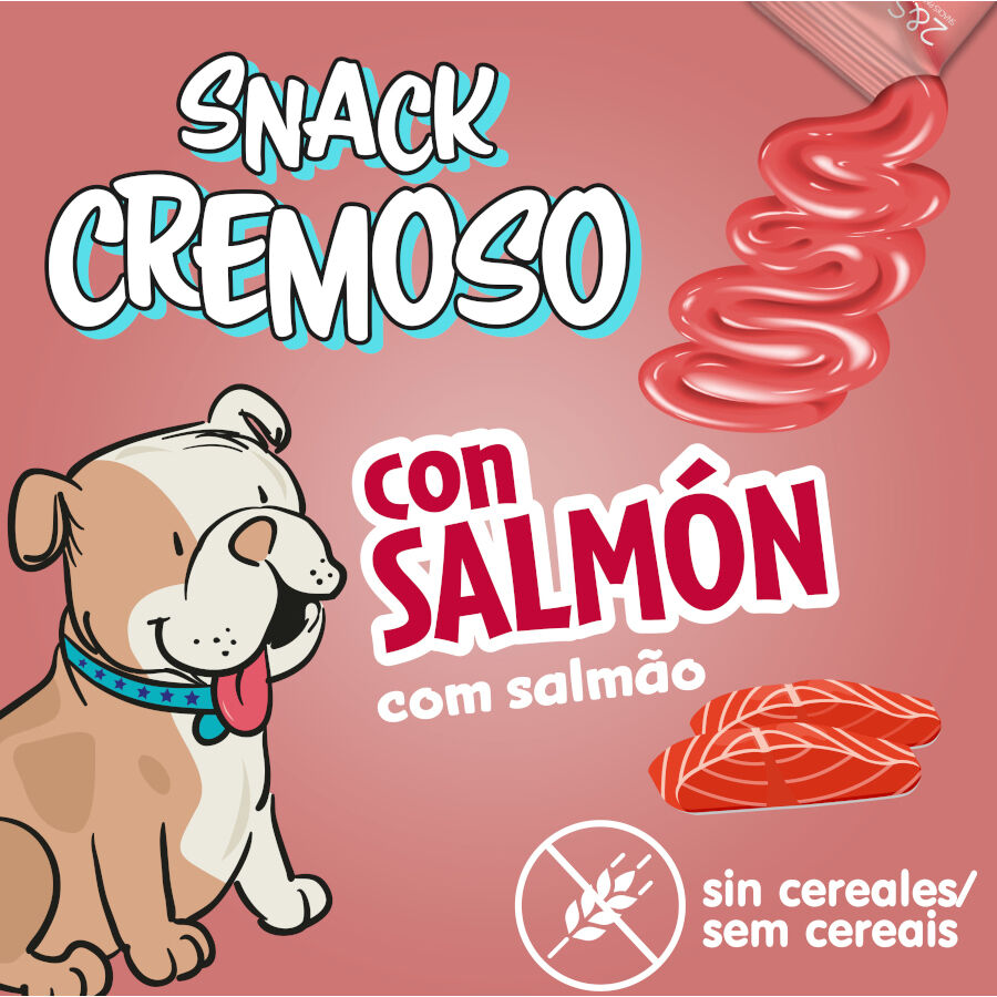 4 sobres x 15 g 2&Snacks Snacks Cremosos con Salm&oacute;n para perros, , large Imagen numero 3