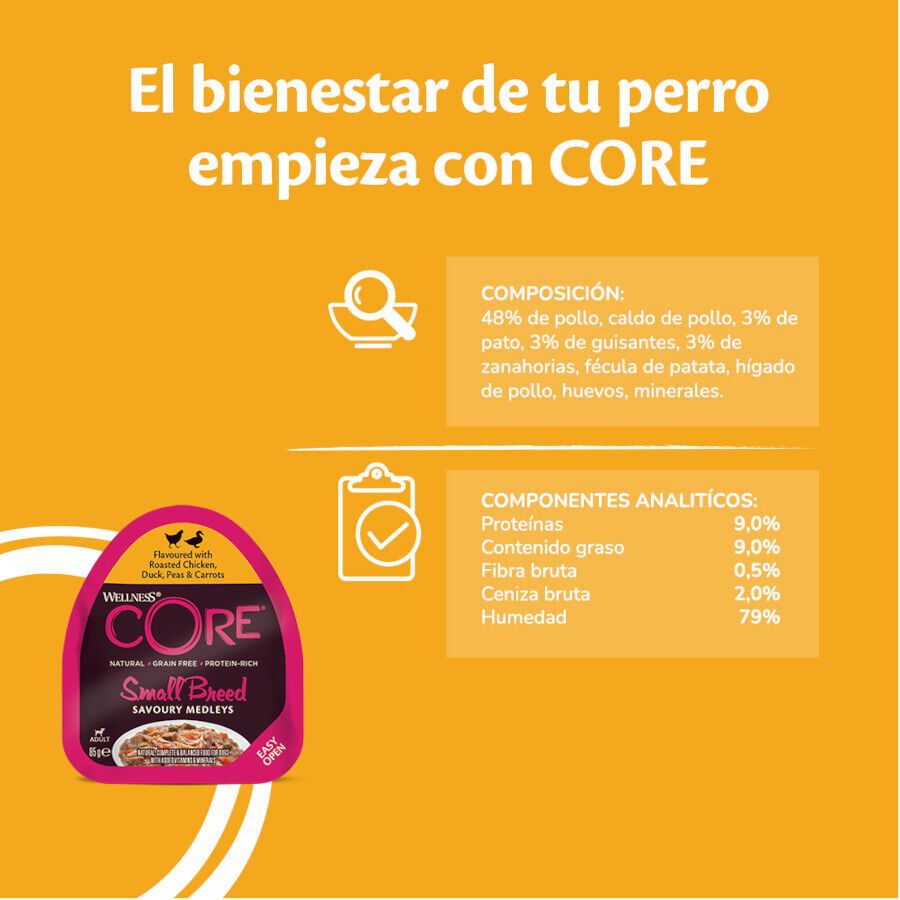85 g Wellness Core Small Breed Grain Free Pollo y Pato tarrina para perros, , large indicador imagen numero 4