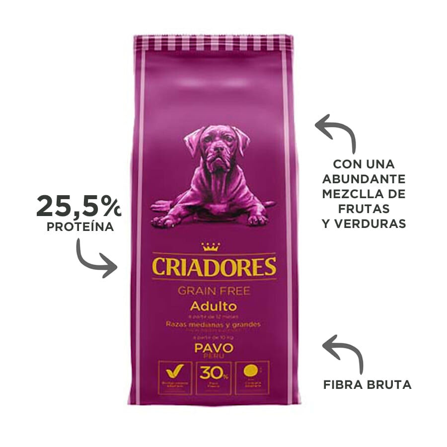 12 kg Criadores Adulto Grain Free Pavo pienso para perros de raza mediana y grande, , large indicador imagen numero 3