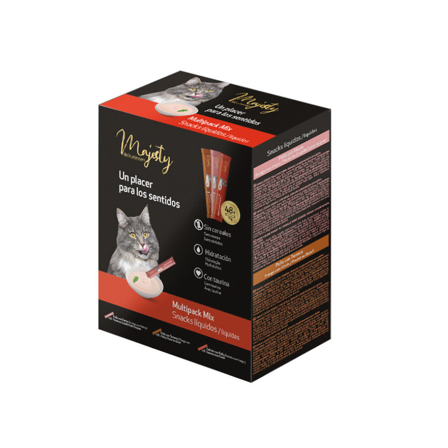 48 sobres x 15 g Majesty Mix de snack l&iacute;quido para gatos, , large indicador imagen numero 1