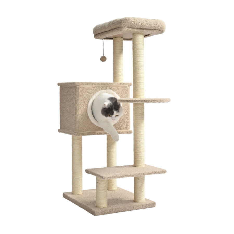 Leeby Boucle Collection &aacute;rbol rascador con cama nido y juguete para gatos, , large indicador imagen numero 9