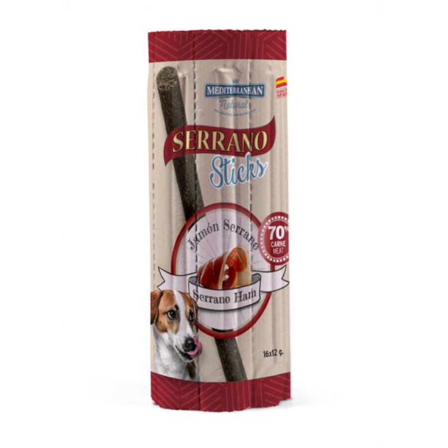 16 barritas Mediterranean Natural Serrano Barritas de Jam&oacute;n Serrano para perros, , large indicador imagen numero 1