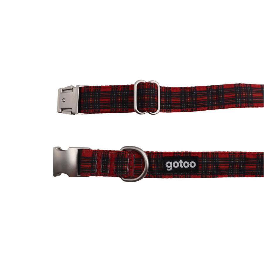Gotoo Collar estampado tart&aacute;n rojo para perros, , large Imagen numero 4