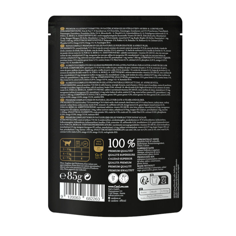 85 g Cat&rsquo;s Love Senior Pato en Gelatina sobre para gatos, , large Imagen numero 2