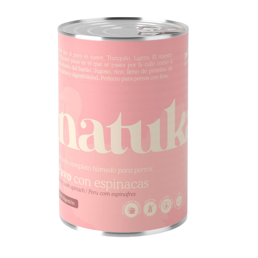 Natuka Comida H&uacute;meda Lata Pavo y Espinacas para perros, , large indicador imagen numero 1