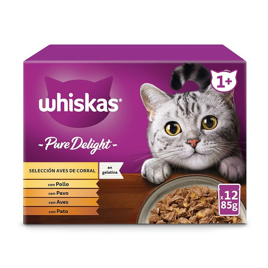 4 sobres x 85 g Whiskas Pure Delight Selecci&oacute;n Aves Gelatina en Bolsita para gatos, , large indicador imagen numero 2