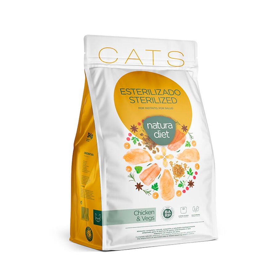 8 kg Natura Diet Sterilized Pollo y Vegetales pienso para gatos, , large indicador imagen numero 1