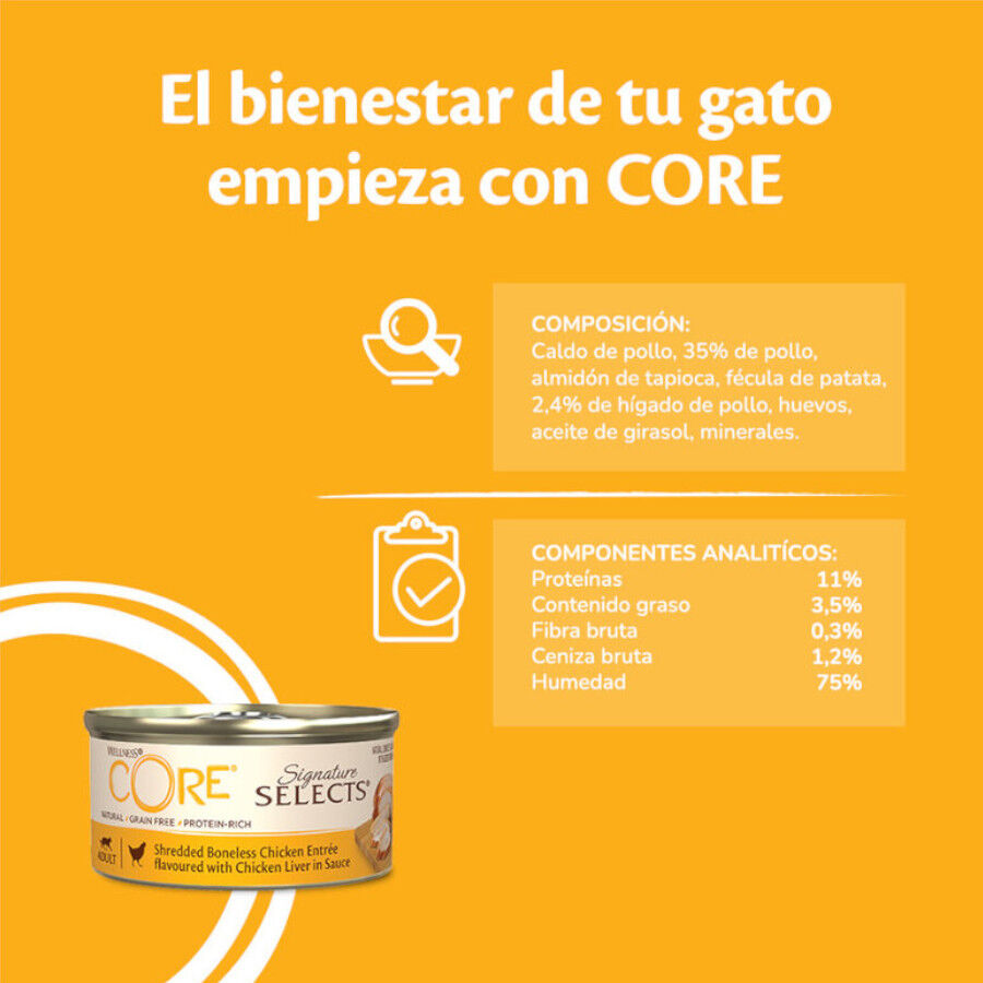 79 g Wellness Core Shredded Pollo lata para gatos, , large indicador imagen numero 3