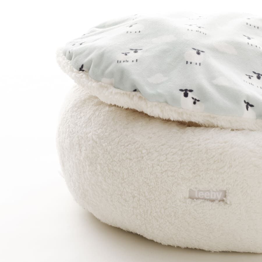 Leeby Cama Redonda Desenfundable Blanca con Ovejitas para gatitos, , large indicador imagen numero 3