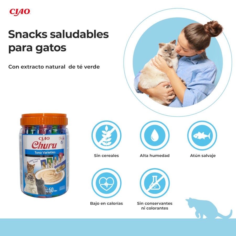 50 sobres x 14 g Churu Snack Cremoso Variedades de At&uacute;n para gatos, , large Imagen numero 2