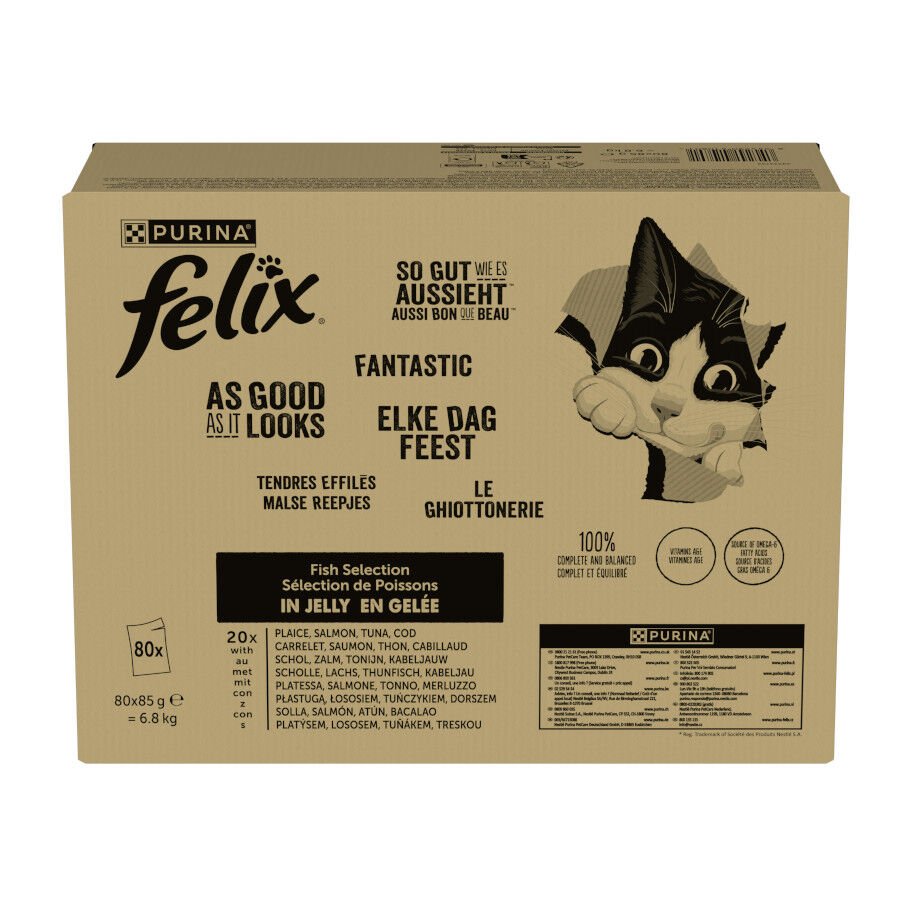 80 sobres x 85 g Felix Fantastic Fest&iacute;n del Mar sobres en gelatina para gatos, , large indicador imagen numero 2