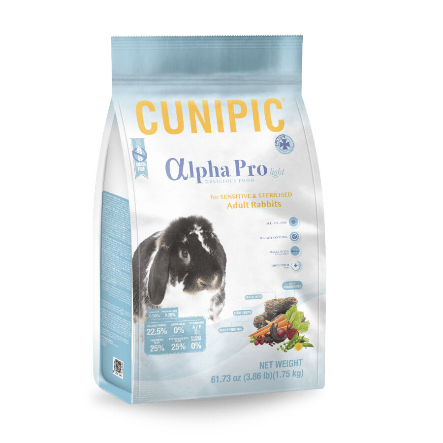 Cunipic Adult Alpha Pro Light & Sterilized pienso para conejos, , large indicador imagen numero 1