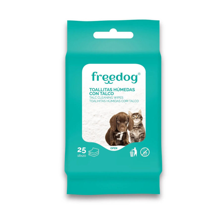 Freedog Toallitas H&uacute;medas con Talco para perros y gatos, , large Imagen numero 1