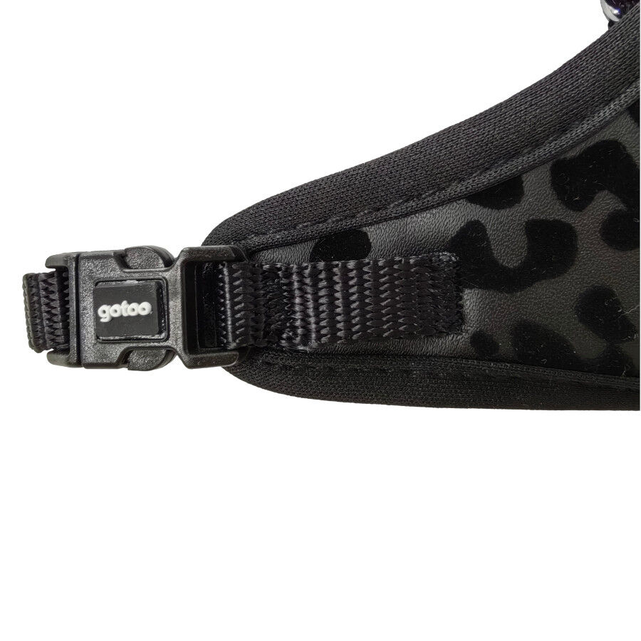 Gotoo Correa y arn&eacute;s estampado animal negro para gatos , , large indicador imagen numero 4
