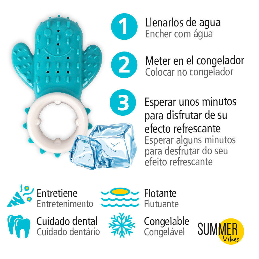 Summer Vibes Mordedor Refrescante cactus azul para cachorros, , large indicador imagen numero 3