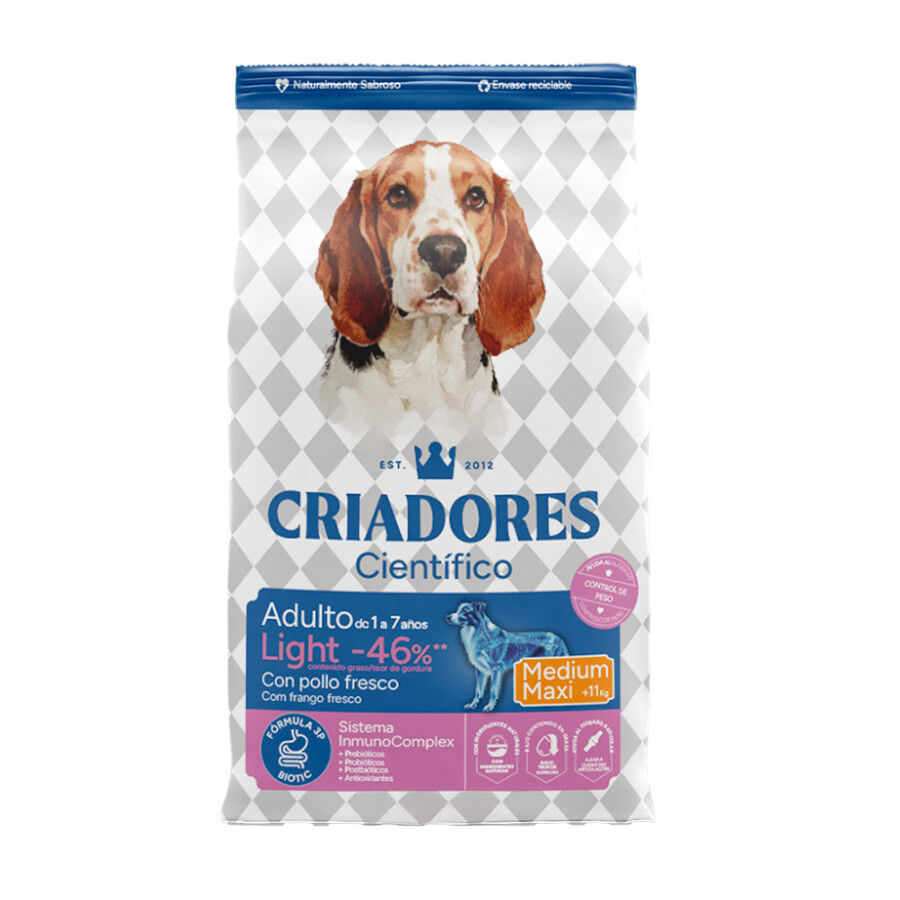 12 kg Criadores Cient&iacute;fico Light -46% contenido graso Adulto Medium-Maxi Pienso Pollo para perros, , large indicador imagen numero 1