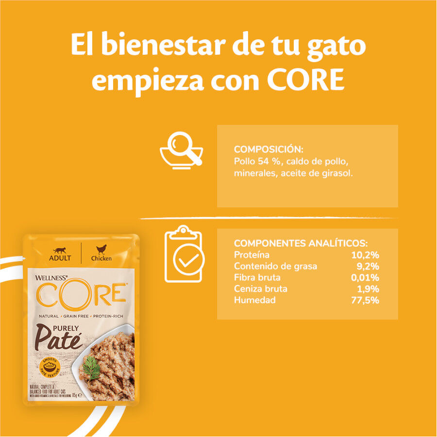 85 g Wellness Core Adult Purely Pollo en Pat&eacute; Sobre para gatos, , large Imagen numero 5
