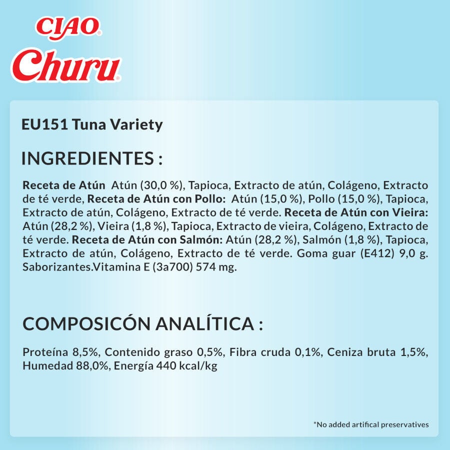 50 sobres x 14 g Churu Snack Cremoso Variedades de At&uacute;n para gatos, , large indicador imagen numero 8