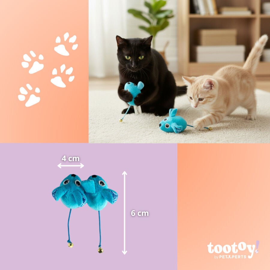 Tootoy! Pack de 2 Ratones con Catnip y Cascabel Azules para gatos, , large indicador imagen numero 4
