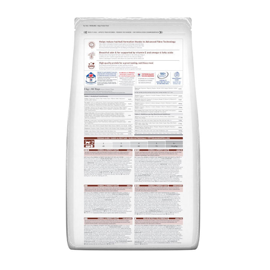 7 kg Hill's Science Plan Adult Hairball y Perfect Coat Pollo pienso para gatos, , large indicador imagen numero 6