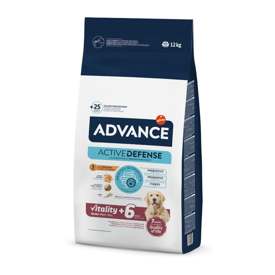 12 kg Advance Active Defense Maxi Senior Vitality Pollo y Arroz pienso para perros, , large indicador imagen numero 1