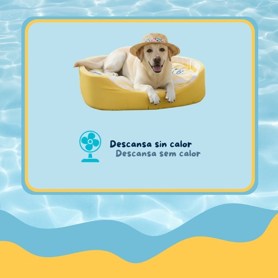 Summer Vibes Cama Refrescante Rayas Amarillo para perros, , large indicador imagen numero 3