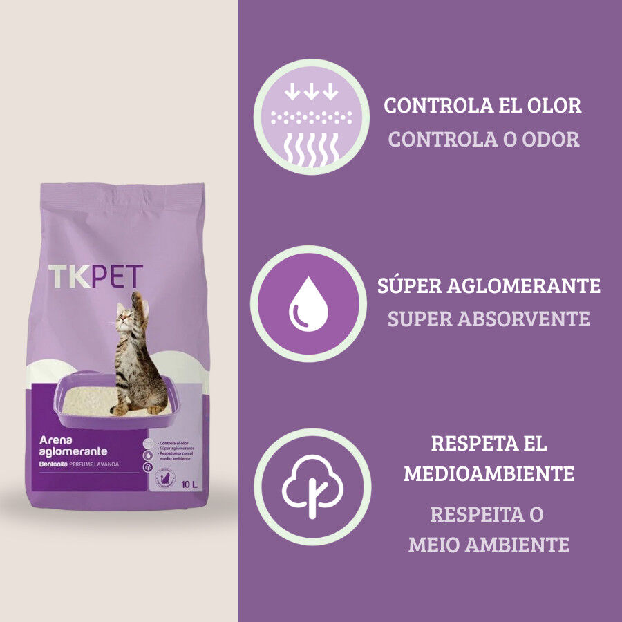 10 L TK-Pet Arena Aglomerante Bentonita y Lavanda para gatos, , large indicador imagen numero 3