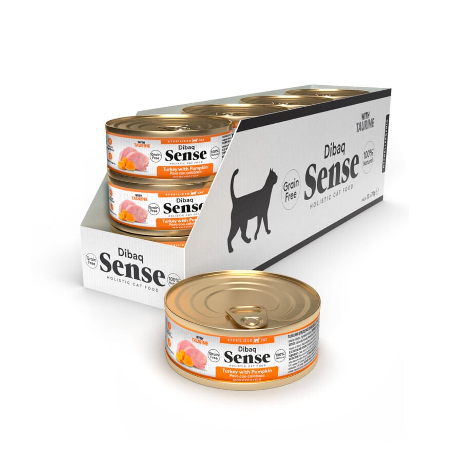 70 g Dibaq Sense Sterilized Grain Free Pavo y Calabaza lata para gatos, , large Imagen numero 2