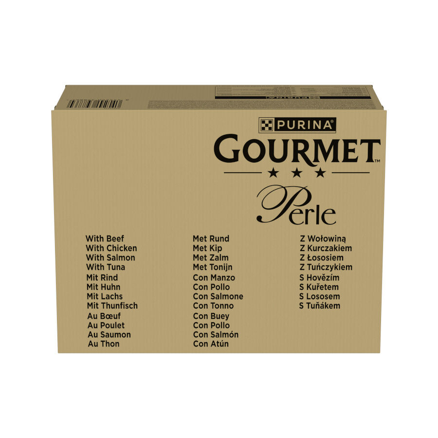 96 sobres x 85 g Gourmet Perle Mini Filetes en Salsa con Buey, Pollo, Salm&oacute;n y at&uacute;n Sobre para gatos, , large indicador imagen numero 2