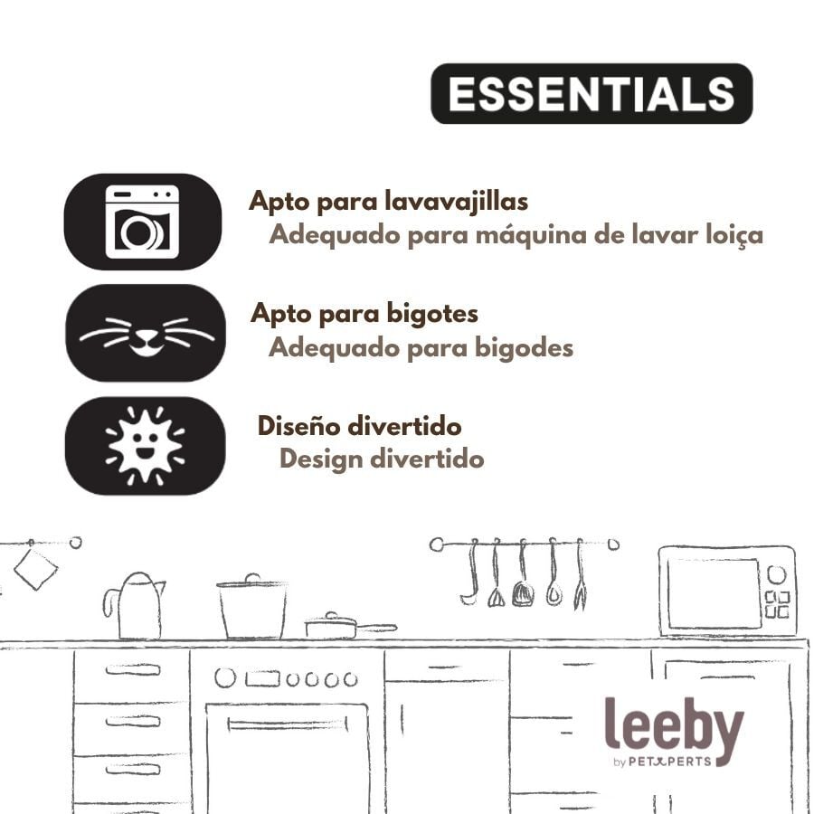 Leeby Comedero de Cer&aacute;mica Blanco y Negro con Orejitas para gatos, , large indicador imagen numero 5