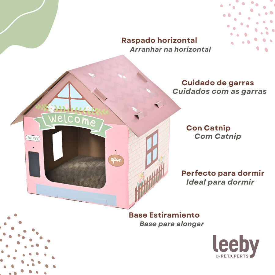 Leeby Hattie casita rascador de cart&oacute;n rosa para gatos, , large indicador imagen numero 3